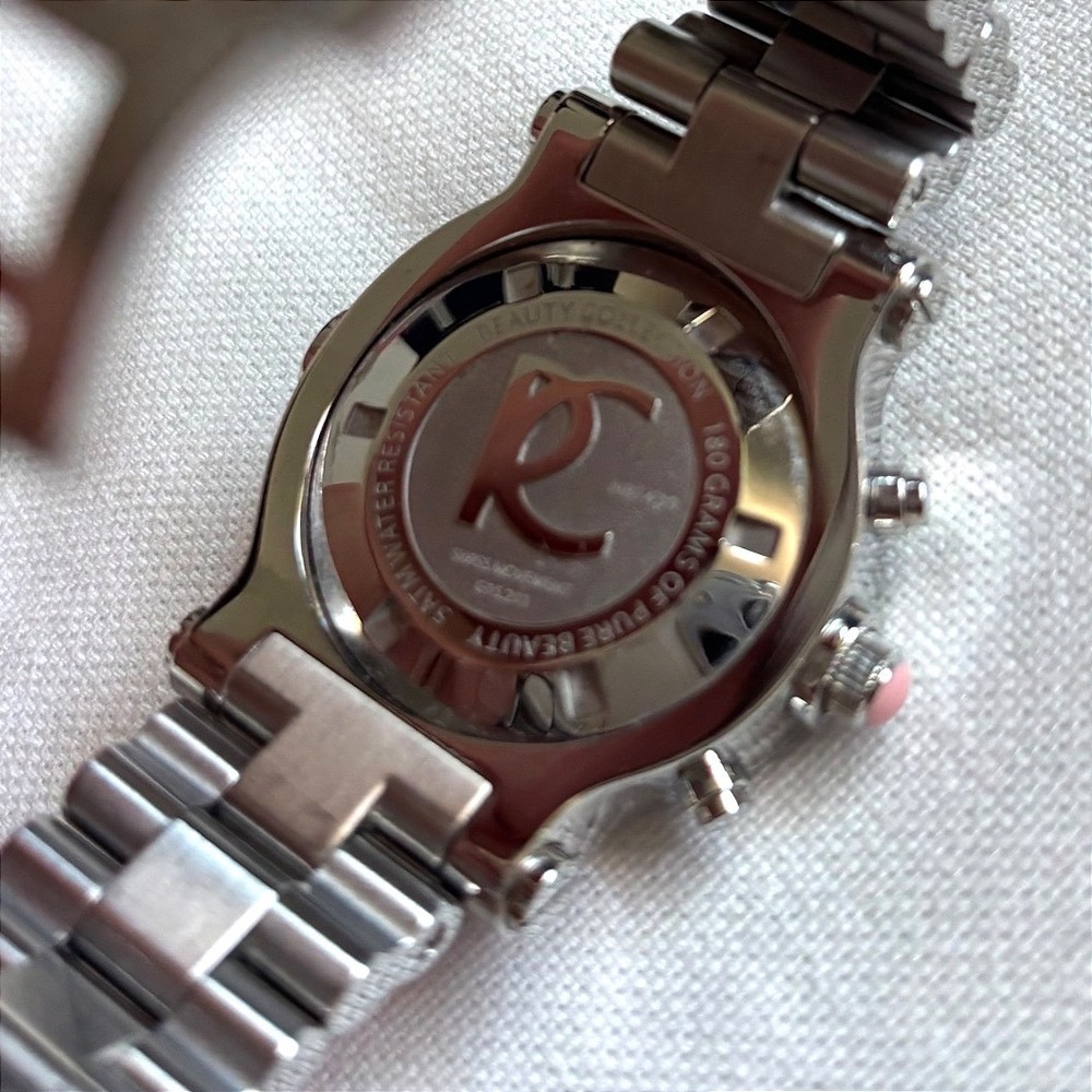 Renato Beauty Chronograph Swiss Movt Black Pink Dial Crystal Women's Watch Date - Picture 4 of 8